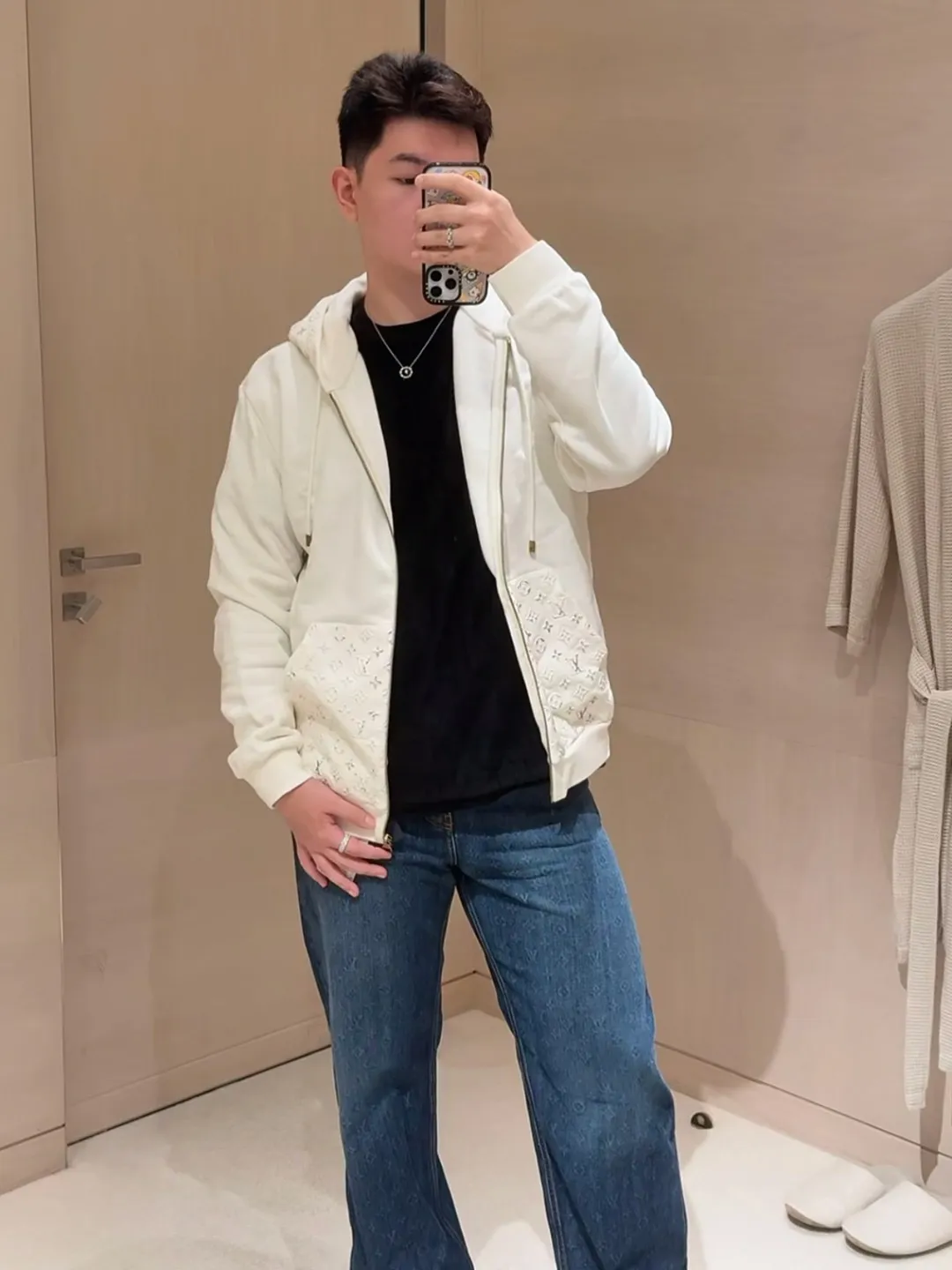 Louis Vuitton/Louis Vuitton reflective 3D embossed hooded sweatshirt jacket
